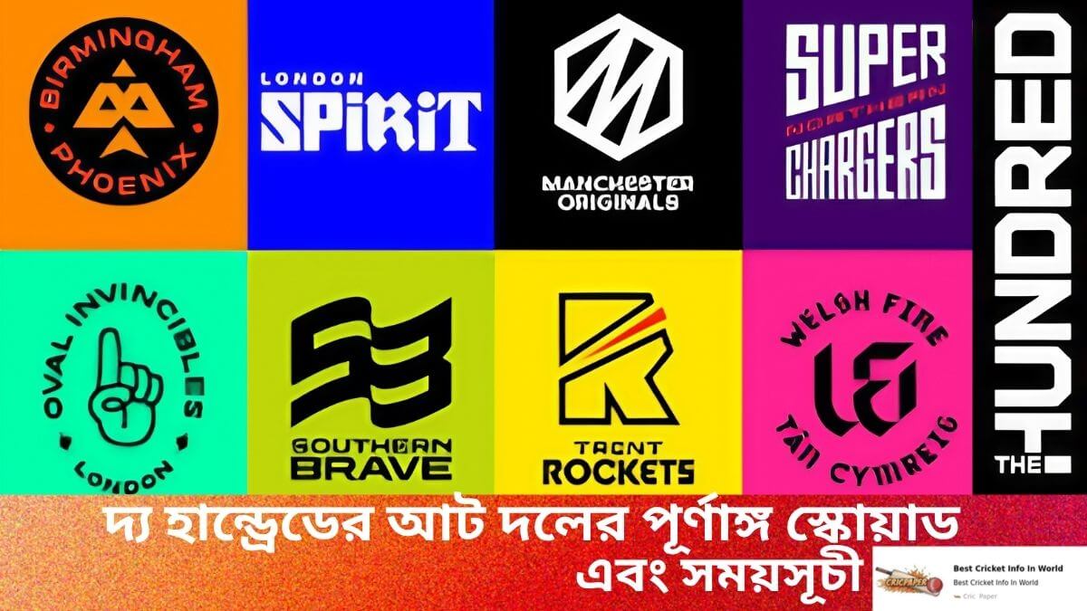 দ্য হান্ড্রেডের আট দলের পূর্ণাঙ্গ স্কোয়াড এবং সময়সূচী